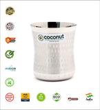 Coconut A20 Stainless Steel Shower Design Drinking Glass 300ml Each | Premium Designer Steel Tumbler with Curved Body | Food Grade Stainless Steel | Rust Proof, BPA Free, Dishwasher Safe | Water, Juice & Milk Glasses.