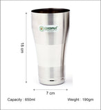 Coconut A31 Milo Lassi Glass Set of 2, 650ml Each | Premium Matte Finish Stainless Steel Lassi Glass | Food Grade Steel Drinking Tumbler | Ideal for Lassi, Milk, Buttermilk, Protein Shakes & Smoothies | Rust Proof, BPA Free, Dishwasher Safe.