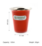 Coconut Stainless Steel Colour Glass Set of 6 | Food Grade Tea, Coffee, Water & Juice Tumbler | Heavy Gauge Mirror Finish Steel Glass | Available in Red, Black & Green Colours | BPA Free & Durable | Model - A38 Colour Glass.