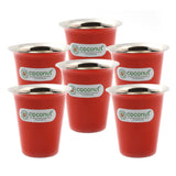 Coconut Stainless Steel Colour Glass Set of 6 | Food Grade Tea, Coffee, Water & Juice Tumbler | Heavy Gauge Mirror Finish Steel Glass | Available in Red, Black & Green Colours | BPA Free & Durable | Model - A38 Colour Glass.