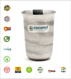 Coconut A3 Stainless Steel Drinking Glass 250ml Each | Matte Finish Designer Tumbler with Premium Ring Pattern | Food Grade Stainless Steel | Rust Proof, BPA Free, Dishwasher Safe | Water, Juice & Beverage Glasses.