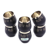 Coconut Boomer Stainless Steel Water/Juice Glass With Black Coating With Laser Design - Set of 6 - 250ML Each