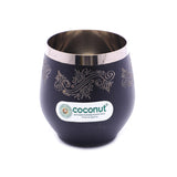 Coconut Boomer Stainless Steel Water/Juice Glass With Black Coating With Laser Design - Set of 6 - 250ML Each