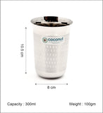 Coconut A4 Shower Stainless Steel Water Glass 300ml | Steel Drinking Glass Set | Water Tumbler Set | Juice Glass | Milk Glass | Heavy Gauge Food Grade BPA Free Stainless-Steel Glasses | Mirror Finish | Rust Resistant Beverage Serving Tumbler.
