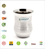 Coconut A8 Shower Stainless Steel Water Glass 300ml | Steel Drinking Glass Set | Water Tumbler | Juice Glass | Milk Glass | Food Grade BPA Free | Rust Resistant | Mirror Finish | Beverage Serving Tumbler | Available in Set of 3 & set of 6.