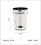 Coconut A9 Stainless Steel Shower Design Drinking Glass 250ml Each | Premium Designer Tumbler with Dot Pattern Finish | Food Grade Stainless Steel | Rust Proof, BPA Free, Dishwasher Safe | Water, Juice & Beverage Glasses.