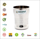 Coconut A9 Stainless Steel Shower Design Drinking Glass 250ml Each | Premium Designer Tumbler with Dot Pattern Finish | Food Grade Stainless Steel | Rust Proof, BPA Free, Dishwasher Safe | Water, Juice & Beverage Glasses.