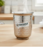 Design Coconut B19 Hammered Stainless Steel Glass, 300 ml, Premium Hammered Finish Drinking Tumbler, Food Grade Steel Water Glass for Juice, Milk, Lassi, Buttermilk & Daily Use, Rust Proof.