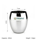 Coconut B1 Honda Stainless Steel Glass, 250 ml, Mirror Finish Drinking Tumbler, Food Grade Steel Water Glass for Juice, Milk, Lassi, Buttermilk & Daily Use, Rust Resistant.
