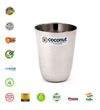 Coconut Stainless Steel Water Glass Set of 6 (250ml Each) | Food Grade Steel Drinking Tumbler | Mirror Finish Water Glass for Water, Juice, Milk, Lassi & Buttermilk | Rust Proof | Durable Steel Glass | Model - B26 Water Glass.