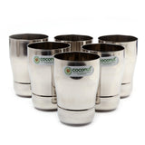 Coconut Stainless Steel Water Glass Set of 6 (270ml Each) | Heavy Gauge Drinking Glasses | Food Grade BPA Free Steel Tumbler Set | Mirror Finish Water, Juice, Lemonade & Beverage Glass | Durable & Rust Proof | Model - B30 Eros Water Glass.