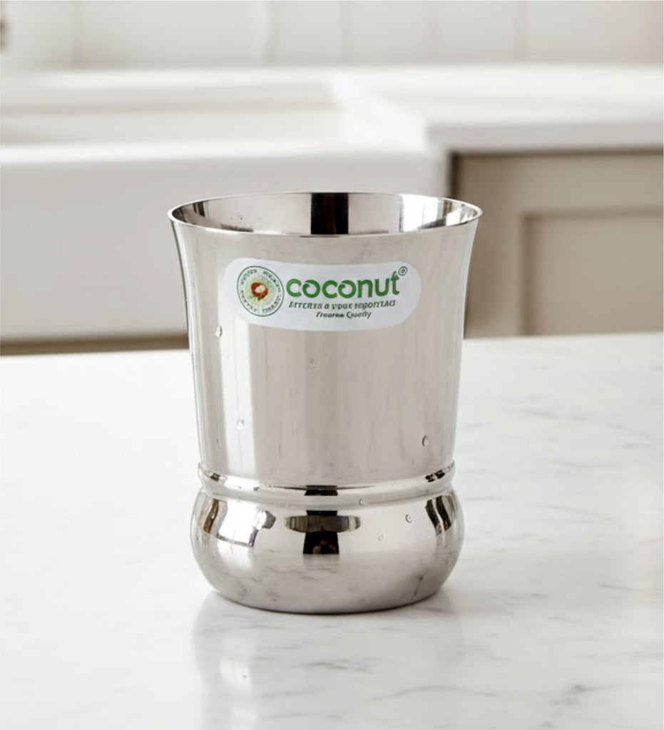 Coconut Stainless Steel - Water Glass Set of 6 | Capacity 270ml each | Heavy Gauge | Durable | Food Grade | BPA Free | Glasses For Serving Water, Juice, Beverages, Lemonade | Model - B31 Century