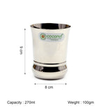 Coconut Stainless Steel - Water Glass Set of 6 | Capacity 270ml each | Heavy Gauge | Durable | Food Grade | BPA Free | Glasses For Serving Water, Juice, Beverages, Lemonade | Model - B31 Century