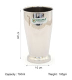 Coconut Eagle Stainless Steel Lassi Glass Set of 2 (700ml Each) | Heavy Gauge Mirror Finish Drinking Tumbler | Steel Glass for Lassi, Chaas, Milkshake, Bournvita, Water & Juice | Rust Proof | Model B36 Eagle.