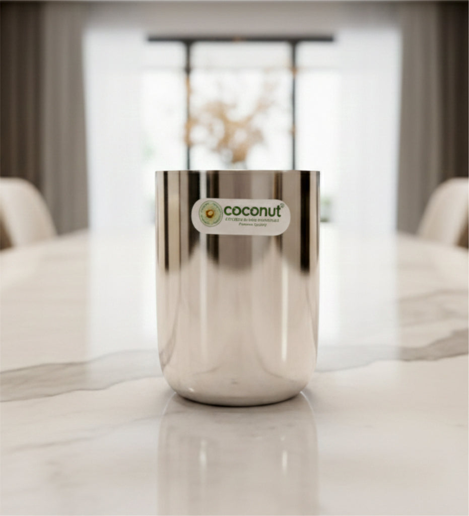 Coconut Stainless Steel - Marinda Water Glass | Set of 6 | Tumbler | Ideal for serving Water, Juices, Milkshakes, Lemonade, Liquid | Heavy Gauge | Mirror finish | Must have in kitchen | Model - B37 Miranda