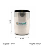 Coconut Stainless Steel - Marinda Water Glass | Set of 6 | Tumbler | Ideal for serving Water, Juices, Milkshakes, Lemonade, Liquid | Heavy Gauge | Mirror finish | Must have in kitchen | Model - B37 Miranda
