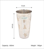 Coconut B40 Mosaic Stainless Steel Lassi Glass Set of 2, 650 ml Each, Matte Finish Designer Tumbler, Food Grade Steel Drinking Glass for Lassi, Buttermilk, Juice, Water, Milk & Daily Use.