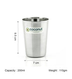 Coconut B6 Small Amitabh Stainless Steel Glass, 200 ml, Mirror Finish Drinking Tumbler, Food Grade Steel Water Glass for Juice, Milk, Tea, Coffee & Daily Use, Rust Proof.