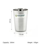 Coconut B7 Big Amitabh Stainless Steel Glass, 300 ml, Mirror Finish Drinking Tumbler, Food Grade Steel Water Glass for Juice, Milk, Tea, Coffee & Daily Use, Rust Proof.