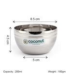 Coconut Stainless Steel Ringer Apple Bowl Set of 6 | Premium Serving Katori/Vati for Kitchen & Dining | Mirror Finish | Rust Proof | Dishwasher Safe | Available in 150ml, 200ml, 300ml & 350ml.