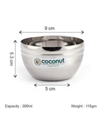 Coconut Stainless Steel Ringer Apple Bowl Set of 6 | Premium Serving Katori/Vati for Kitchen & Dining | Mirror Finish | Rust Proof | Dishwasher Safe | Available in 150ml, 200ml, 300ml & 350ml.