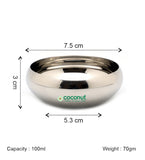 Coconut C17 Rasberry Bowl Set of 6 Stainless Steel Bowls | Available in 100ml, 150ml, 200ml & 300ml Sizes | Mirror Finish Serving Bowls for Snacks, Desserts, Curry, Curd & Daily Use | Rust Proof.