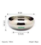 Coconut C17 Rasberry Bowl Set of 6 Stainless Steel Bowls | Available in 100ml, 150ml, 200ml & 300ml Sizes | Mirror Finish Serving Bowls for Snacks, Desserts, Curry, Curd & Daily Use | Rust Proof.