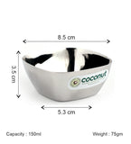 Coconut C18 Charminar Vati Stainless Steel Bowl | Premium Square Serving Bowl for Snacks, Desserts, Curry & Dry Fruits | Mirror Finish | Rust Proof | Dishwasher Safe | Food Grade Steel.