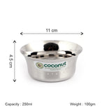 Coconut C23 Shower Pari Stainless Steel Bowl Set of 6 | Premium Serving Katori/Vati Set | Mirror Finish | Rust Proof | Dishwasher Safe | Available in 100ml, 150ml, 200ml & 250ml.