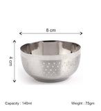 Coconut C24 Shower Deluxe Apple Vati Set of 6 Stainless Steel Bowls | Available in 100ml, 140ml, 175ml & 200ml Sizes | Mirror Finish Serving Katori for Snacks, Sweets, Desserts & Daily Use | Rust Proof.