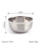 Coconut C24 Shower Deluxe Apple Vati Set of 6 Stainless Steel Bowls | Available in 100ml, 140ml, 175ml & 200ml Sizes | Mirror Finish Serving Katori for Snacks, Sweets, Desserts & Daily Use | Rust Proof.