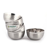 Coconut Stainless Steel Heavy Gauge, Solid square Bowl/ Vati / Katori / Set of 6 -Available sizes in Capacity 80ml, 140ml, 200ml, 250ml Each, Model-C25 Shower Square Apple, Serving Bowls for Soup, Salad, Dessert, Dal