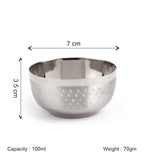 Coconut C25 Square Shower Apple Vati Set of 6 Stainless Steel Bowls | Available in 100ml, 140ml, 200ml & 250ml Sizes | Mirror Finish Katori Set for Snacks, Desserts, Curry & Daily Use | Rust Proof Steel Bowls.