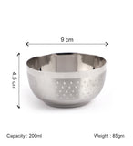 Coconut C25 Square Shower Apple Vati Set of 6 Stainless Steel Bowls | Available in 100ml, 140ml, 200ml & 250ml Sizes | Mirror Finish Katori Set for Snacks, Desserts, Curry & Daily Use | Rust Proof Steel Bowls.