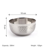 Coconut C25 Square Shower Apple Vati Set of 6 Stainless Steel Bowls | Available in 100ml, 140ml, 200ml & 250ml Sizes | Mirror Finish Katori Set for Snacks, Desserts, Curry & Daily Use | Rust Proof Steel Bowls.