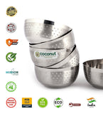 Coconut C25 Square Shower Apple Vati Set of 6 Stainless Steel Bowls | Available in 100ml, 140ml, 200ml & 250ml Sizes | Mirror Finish Katori Set for Snacks, Desserts, Curry & Daily Use | Rust Proof Steel Bowls.