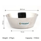 Coconut C28 Alaska Stainless Steel Bowl | Mirror Finish Serving Bowl | Available in 550ml, 700ml, 900ml & 1150ml | Food Grade, Rust-Proof, Durable & Dishwasher Safe | Multipurpose Kitchen Bowl (Pack of 1).