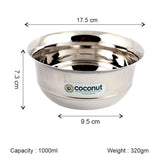 Coconut C29 Peacock Stainless Steel Bowl | Mirror Finish Serving Bowl | Available in 550ml, 800ml & 1000ml | Food Grade, Rust-Proof, Durable & Dishwasher Safe | Multipurpose Kitchen Bowl (Pack of 1).