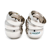Coconut C3 Deluxe Apple Vati Set of 6 | Stainless Steel Serving Bowls (100ml/150ml/170ml/200ml) | Mirror Finish, Rust-Proof, Food Grade Katori Set for Kitchen & Dining.