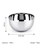 Coconut C3 Deluxe Apple Vati Set of 6 | Stainless Steel Serving Bowls (100ml/150ml/170ml/200ml) | Mirror Finish, Rust-Proof, Food Grade Katori Set for Kitchen & Dining.