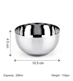 Coconut C3 Deluxe Apple Vati Set of 6 | Stainless Steel Serving Bowls (100ml/150ml/170ml/200ml) | Mirror Finish, Rust-Proof, Food Grade Katori Set for Kitchen & Dining.