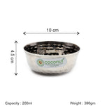 Coconut C51 Hammered Deep Bowl Set of 6 Stainless Steel Bowls | Available in 150ml, 200ml & 250ml Sizes | Hammer Finish Serving Bowls for Snacks, Desserts, Curry, Soup & Daily Use | Rust Proof.