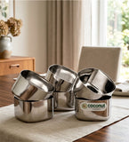 Coconut C58 Square Vati Set of 6 Stainless Steel Bowls | 200ml Square Katori Set | Mirror Finish Serving Bowls for Snacks, Desserts, Curry, Curd & Daily Use | Rust Proof & Dishwasher Safe.