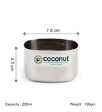 Coconut C58 Square Vati Set of 6 Stainless Steel Bowls | 200ml Square Katori Set | Mirror Finish Serving Bowls for Snacks, Desserts, Curry, Curd & Daily Use | Rust Proof & Dishwasher Safe.