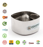 Coconut C58 Square Vati Set of 6 Stainless Steel Bowls | 200ml Square Katori Set | Mirror Finish Serving Bowls for Snacks, Desserts, Curry, Curd & Daily Use | Rust Proof & Dishwasher Safe.