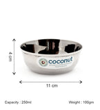 Coconut C9 Mukta Vati Set of 6 | Stainless Steel Serving Bowls (100ml, 150ml, 200ml, 250ml, 300ml) | Mirror Finish, Rust-Proof, Food Grade Katori Set for Kitchen & Dining.