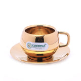 Coconut Glitter Stainless Steel Gold Coating Cup and Saucer For Tea/Coffee - 1 Unit - 70ML