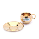 Coconut Glitter Stainless Steel Gold Coating Cup and Saucer For Tea/Coffee - 1 Unit - 70ML