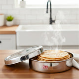 KCL Stainless Steel Chapati Box / Roti Container with Lid | Multipurpose Food Storage Box | Heavy Gauge | Mirror Finish | Keeps Food Fresh.