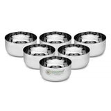 Coconut Stainless Steel Heavy Gauge, Solid Bowl/ Vati / Katori / Set of 6 -Available sizes in Capacity 90ml, 130ml, 200ml, Model - C35 Sada Vati, Serving Bowls for Soup, Salad, Dessert, Dal, Vegetable